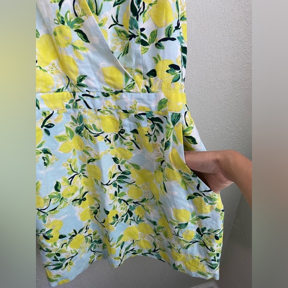NWOT 1901 Nordstrom Tie Front Lemon Print Faux Wrap Mini Sleeveless Dress Sz XL - Picture 13 of 16